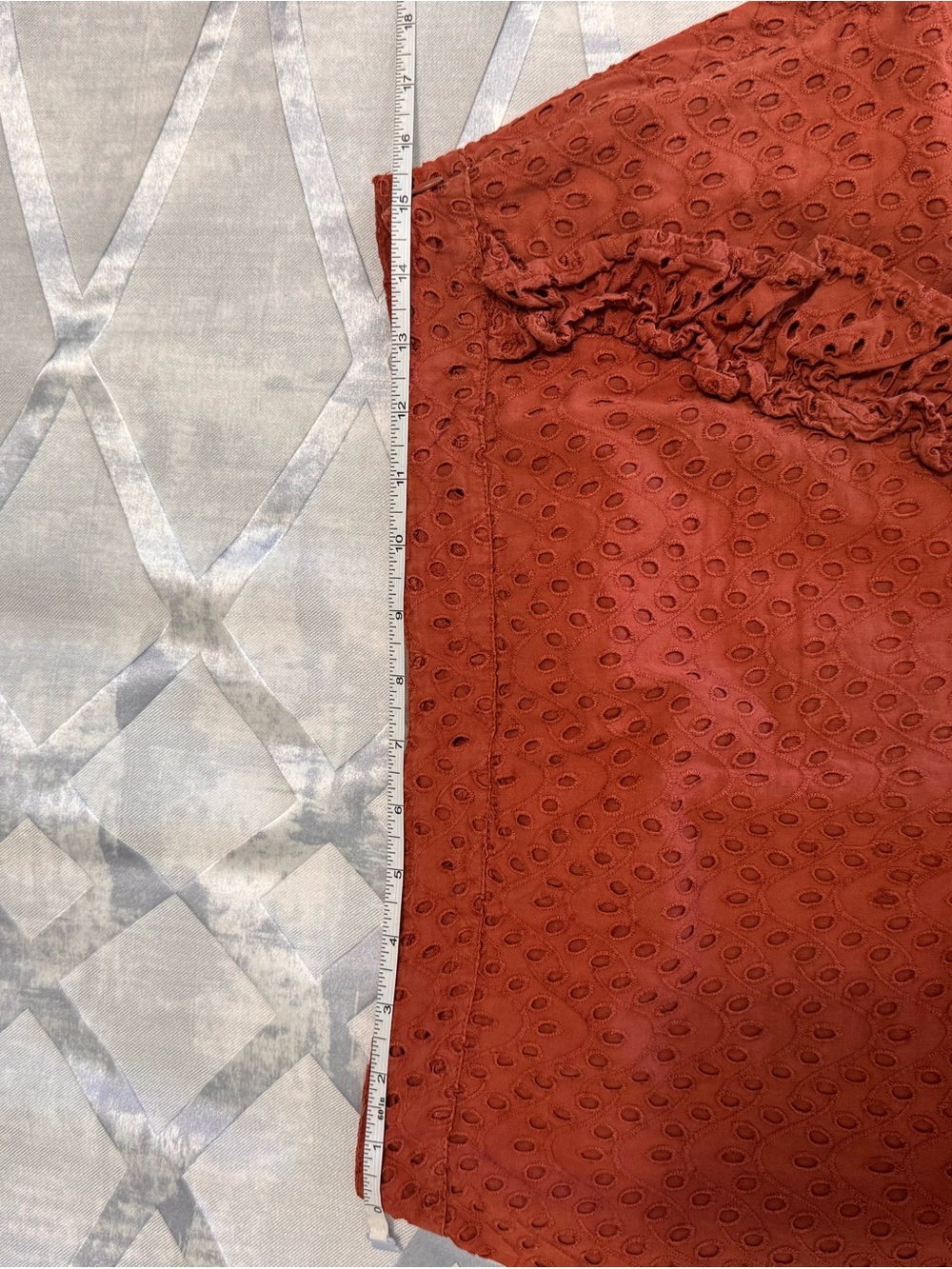 Eyelet Ruffle Mini Skirt - Rust - Picture 6 of 6